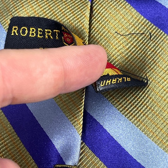 Robert Talbott Nordstrom Best of Class Mens Silk Tie Gold Blue Purple Stripe USA - Picture 5 of 7
